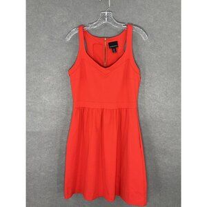 Cynthia Rowley Dress 10 Red Orange Pockets Zipper‎ Fit & Flare V-Neck Resortwear